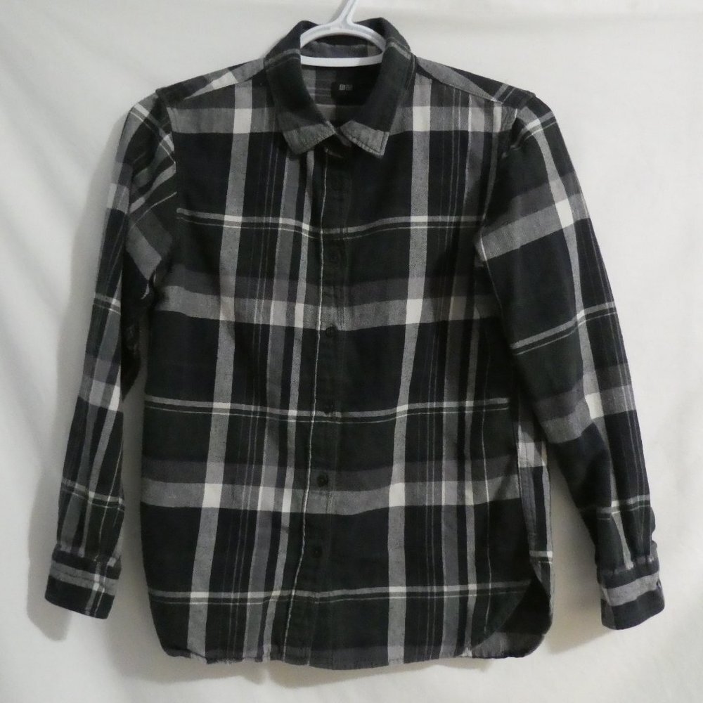 UNIQLO UNI QLO, small, plaid button down casual shirt, GUC